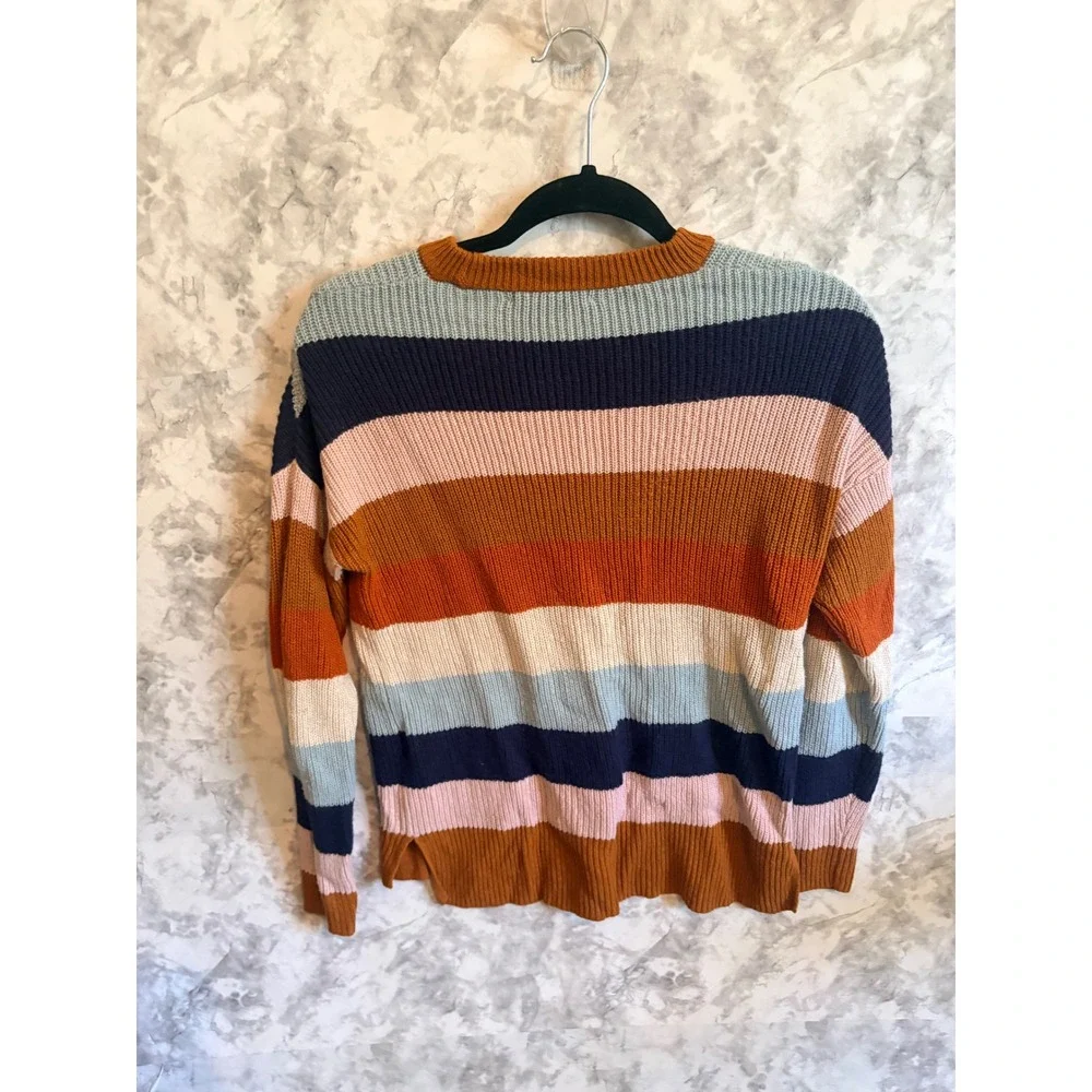 Madewell Striped Knit Crewneck Sweater Women's XS Extra Small Pocket‎ Pul - Picture 3 of 6